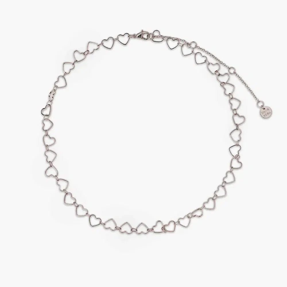 Silver heart 2025 chain choker