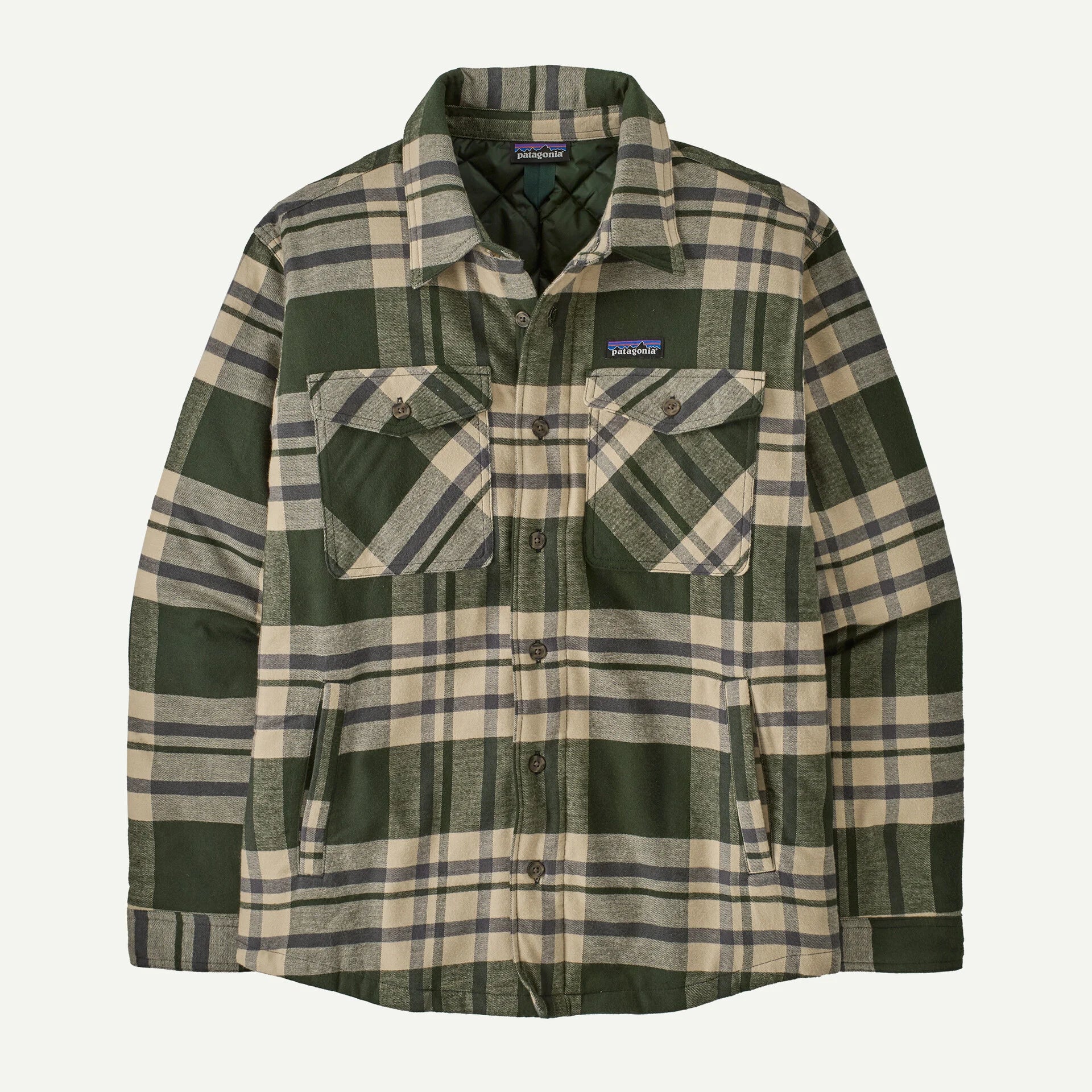 Patagonia Men's Lightweight Insulated Fjord Flannel Shirt Ashore Old Growth Green