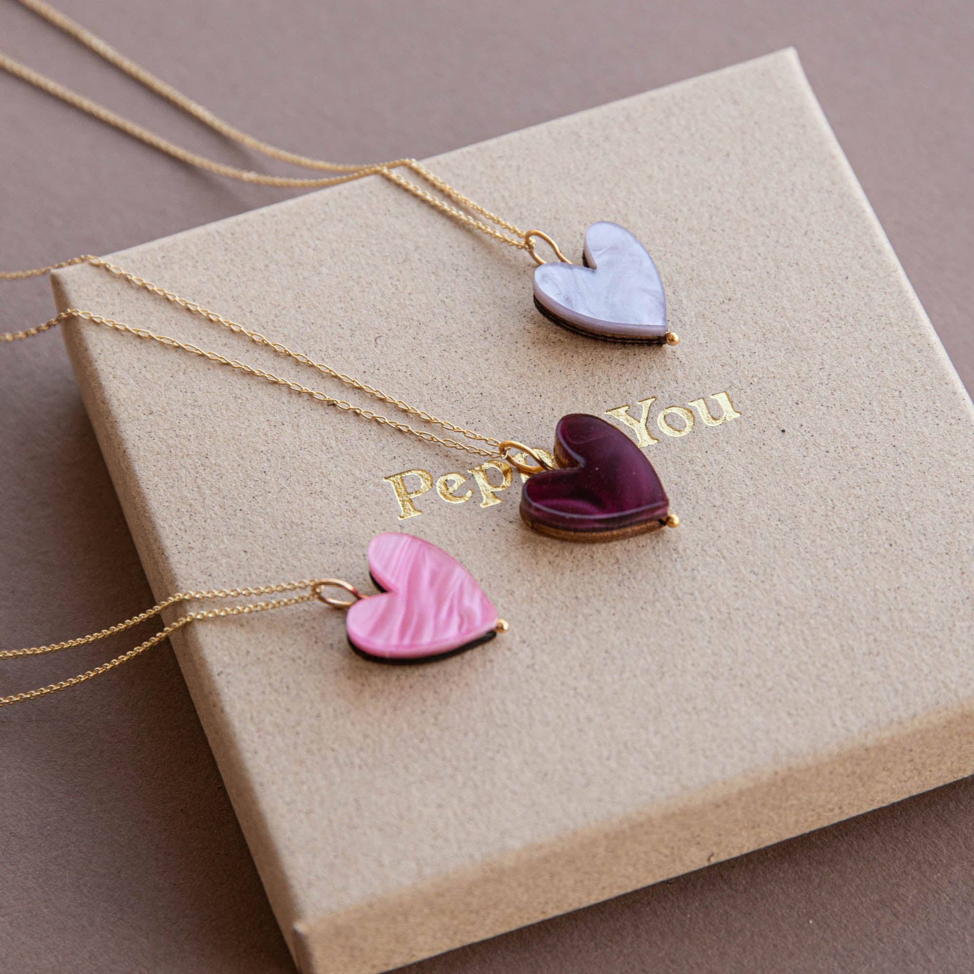 Pepper You Love Grows Gold Necklace Merlot Red Marble