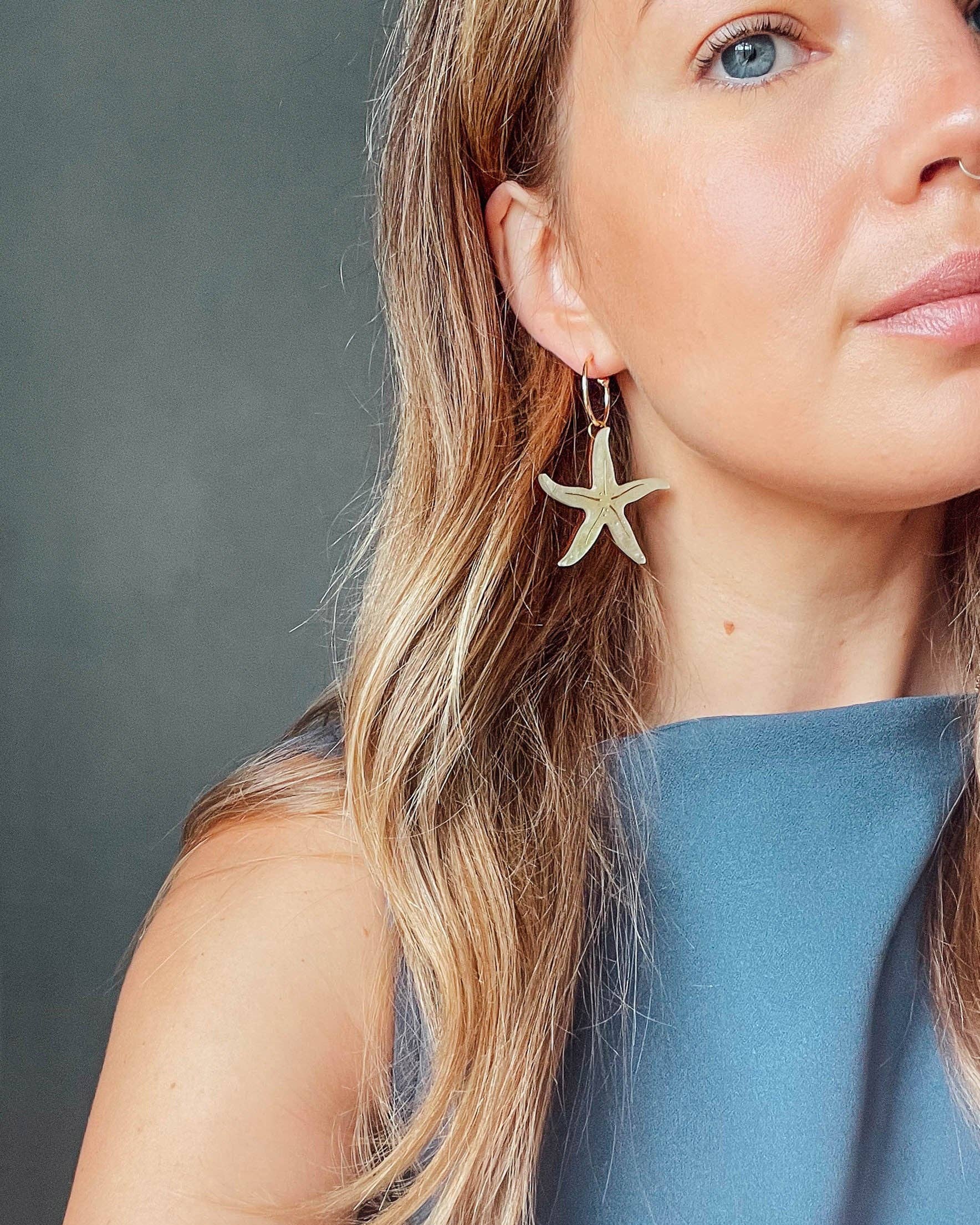 Pepper You Pearly Starfish Hoop Earrings
