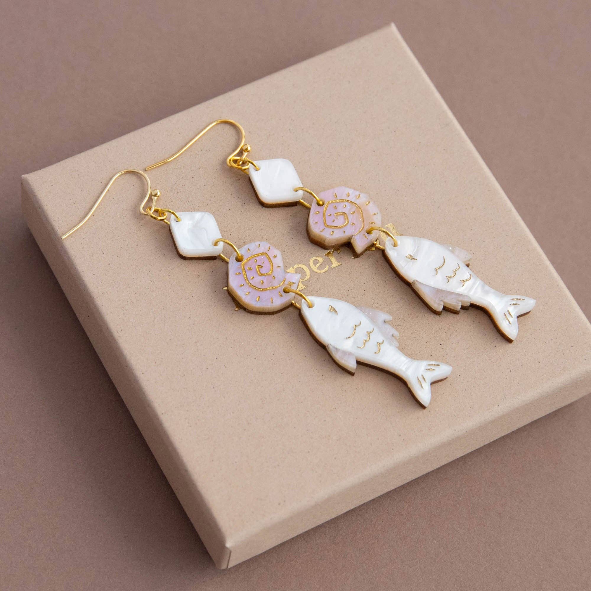 Pepper You Ocean Fish & Shell Drop Earrings