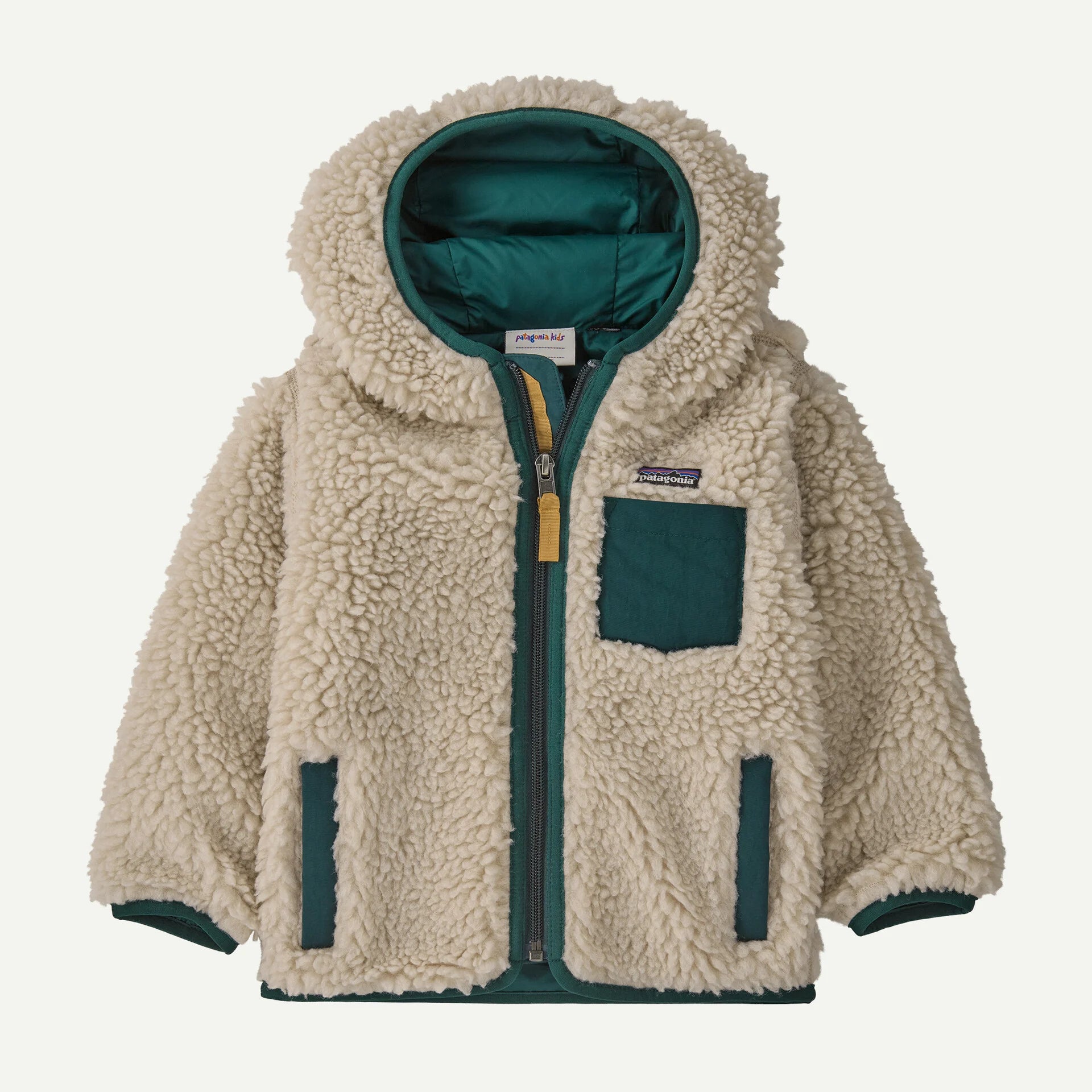 Patagonia Baby Retro-X® Fleece Hoody Natural w/Cascade Green