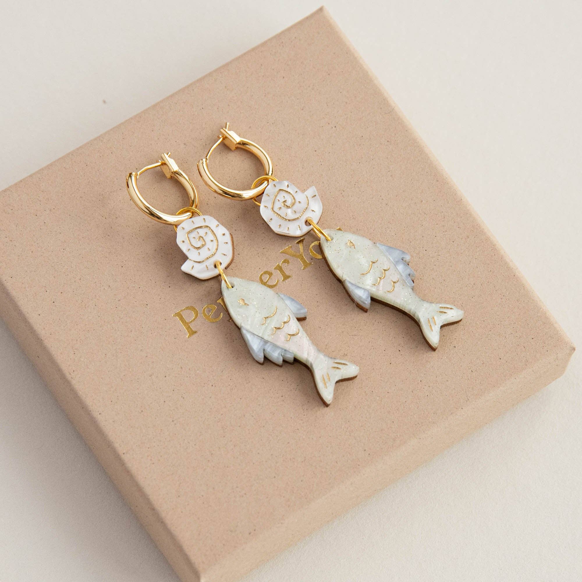 Pepper You - Ocean Fish & Shell Hoop Earrings