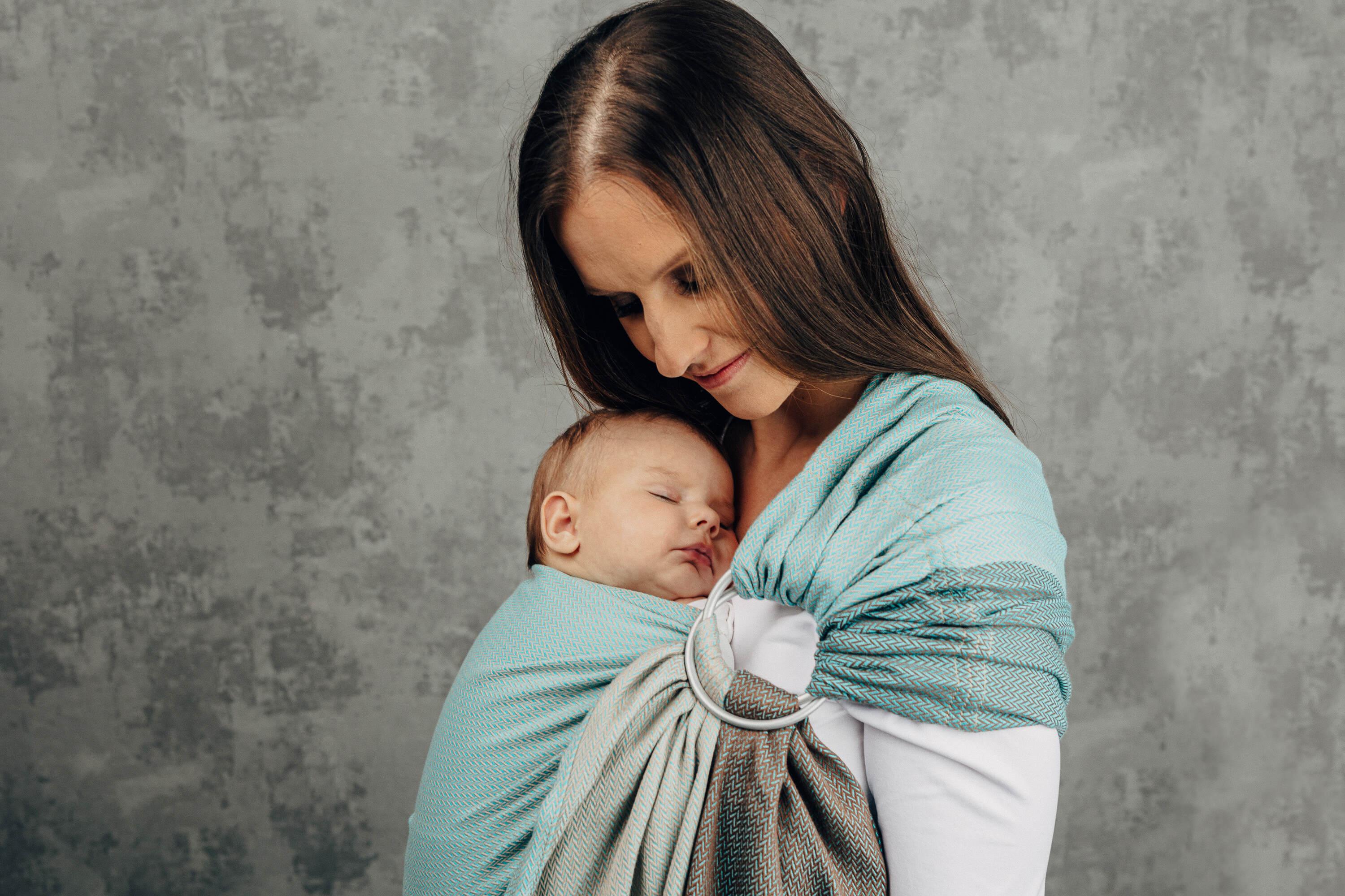 LennyLamb Ring Sling Little Herringbone Baby Mint
