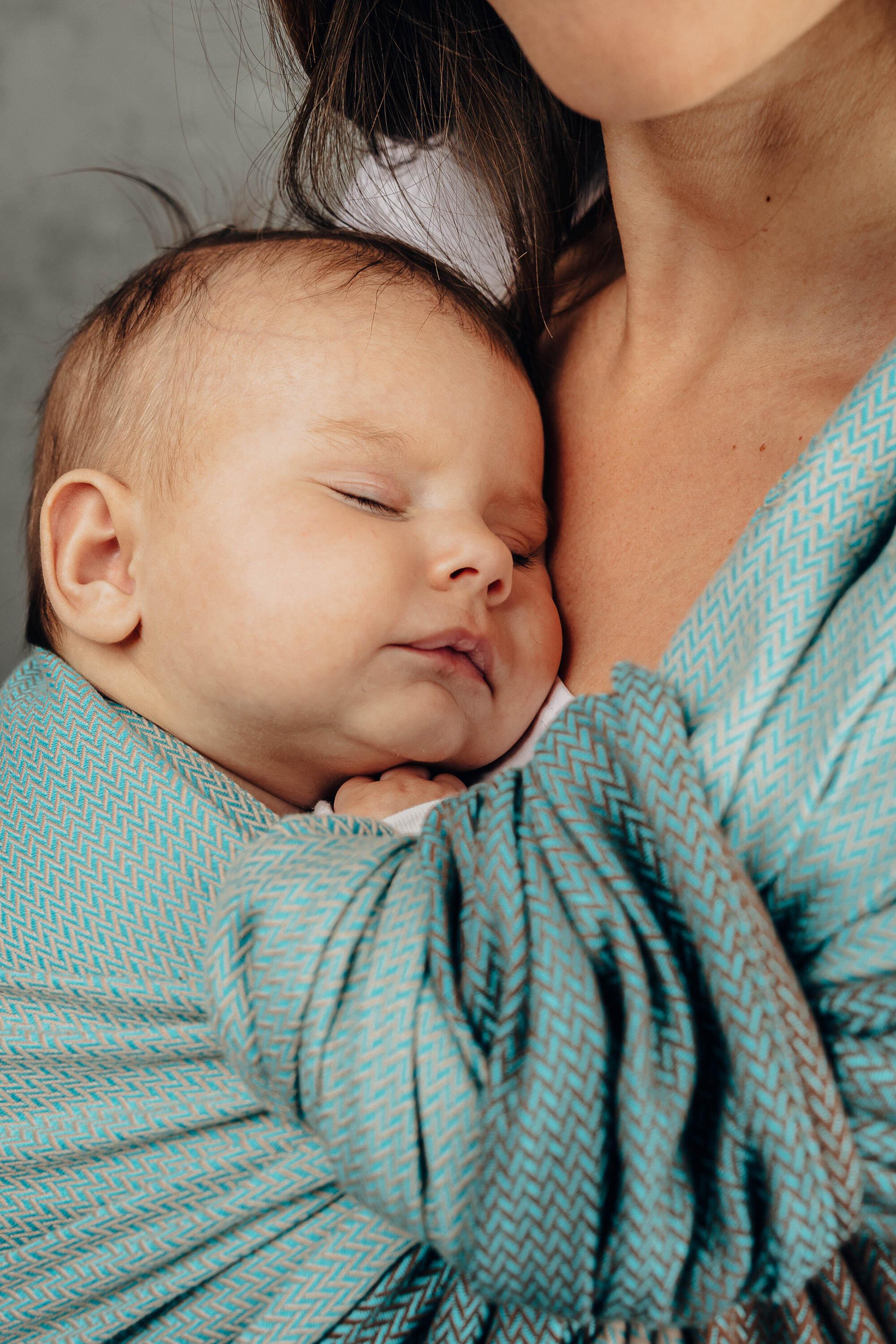 LennyLamb Ring Sling Little Herringbone Baby Mint