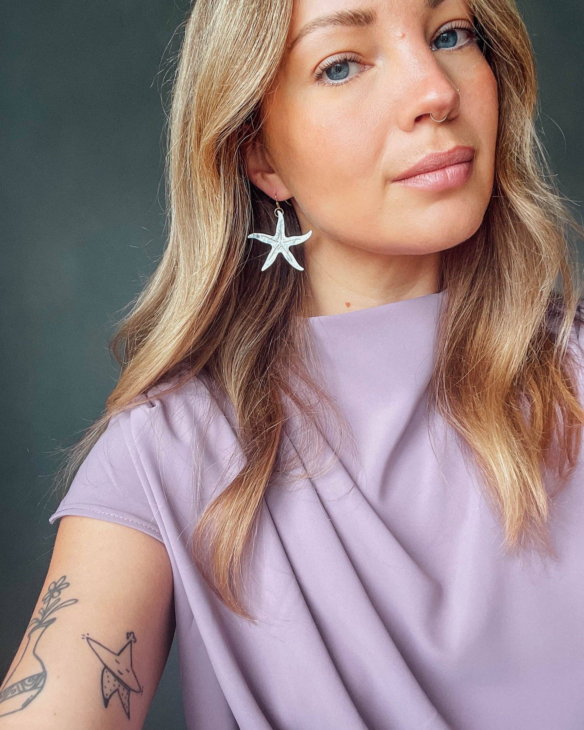 Pepper You Pearly Starfish Hoop Earrings