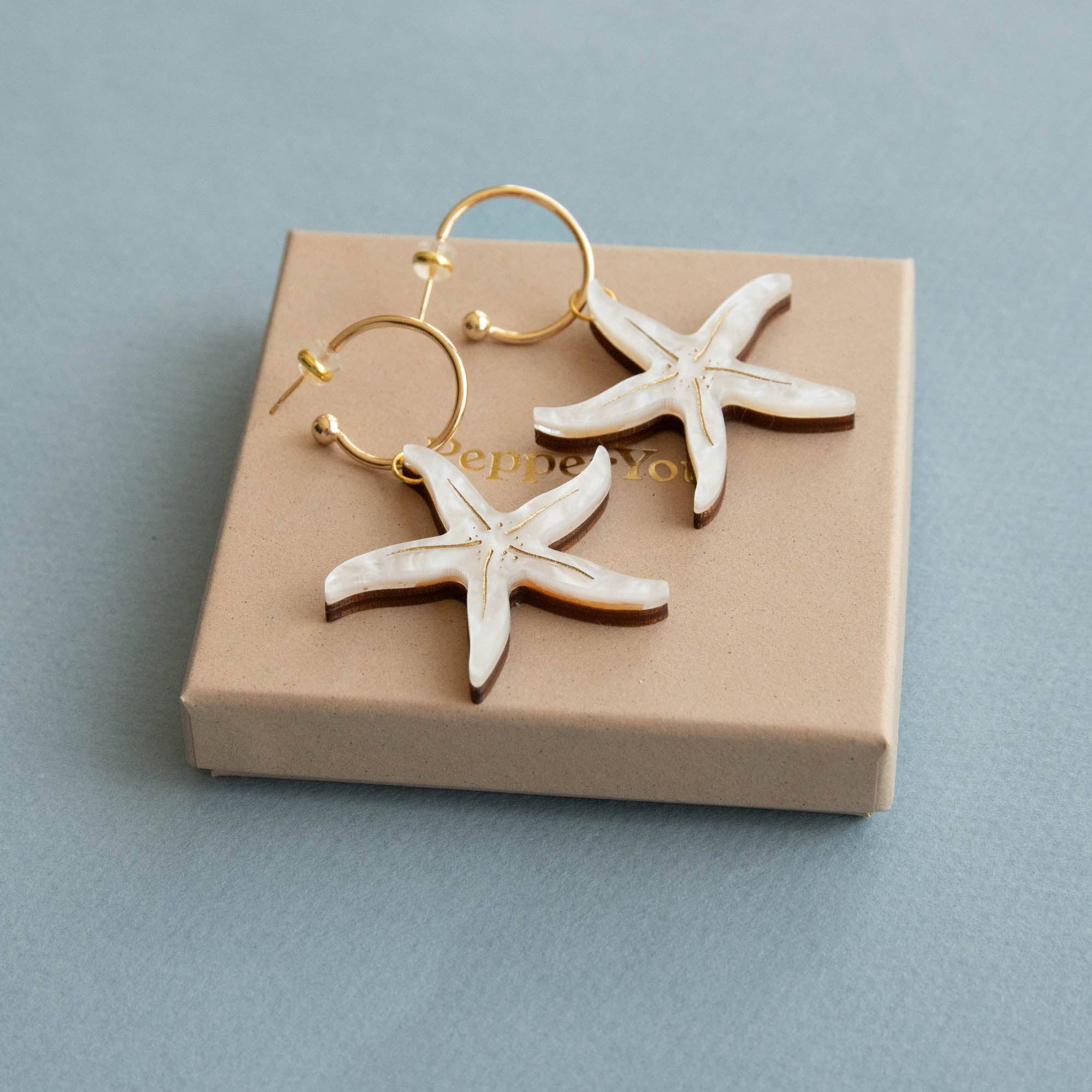 Pepper You Pearly Starfish Hoop Earrings