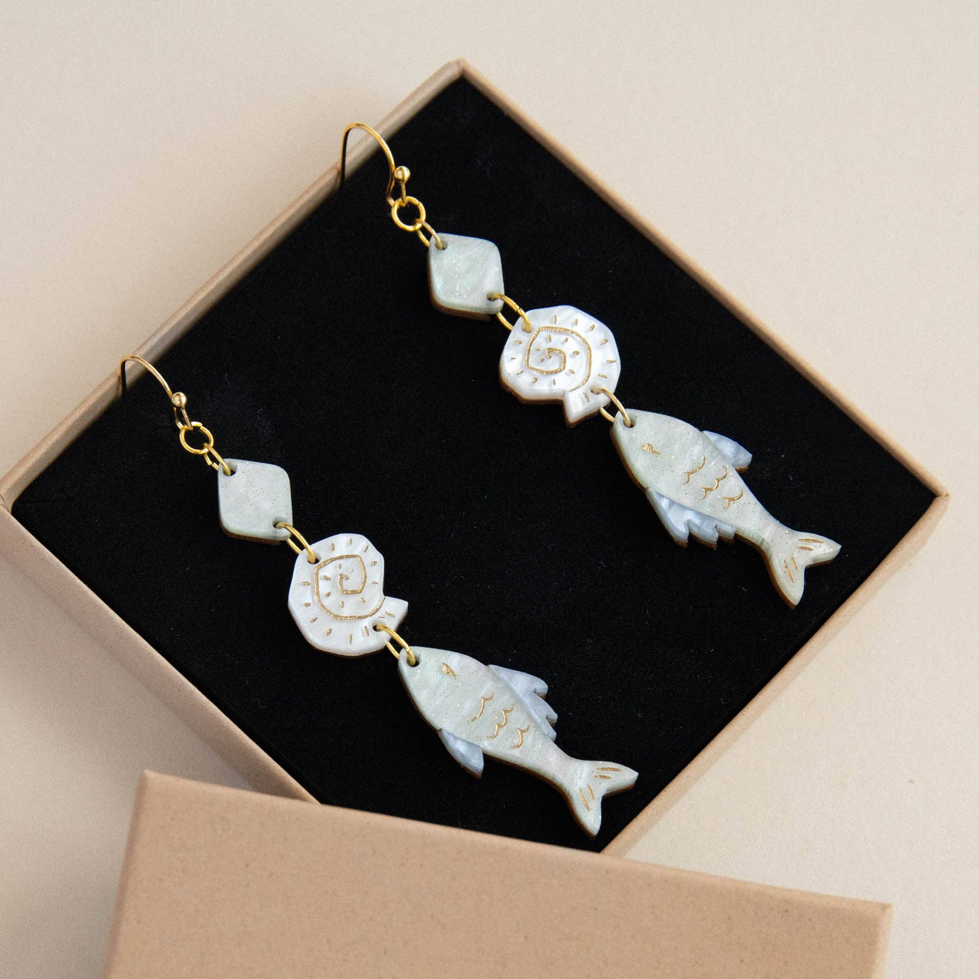 Pepper You Ocean Fish & Shell Drop Earrings
