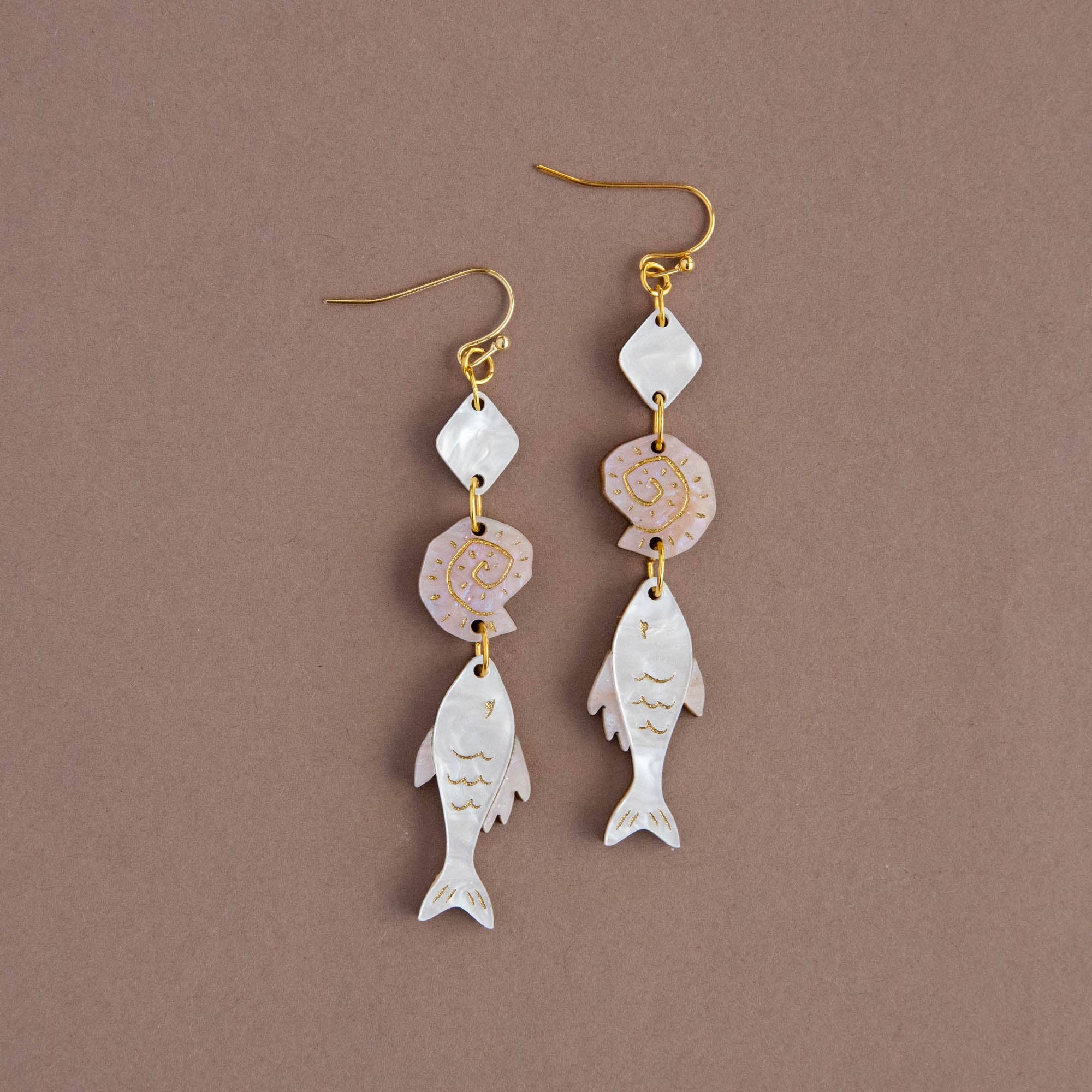 Pepper You Ocean Fish & Shell Drop Earrings