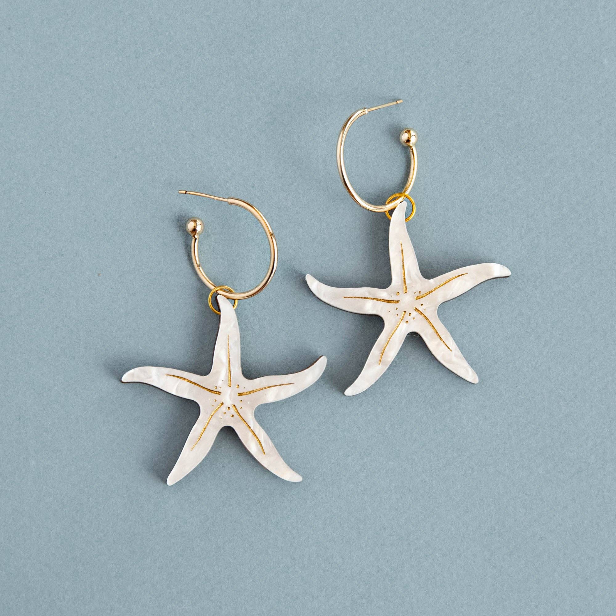 Pepper You Pearly Starfish Hoop Earrings