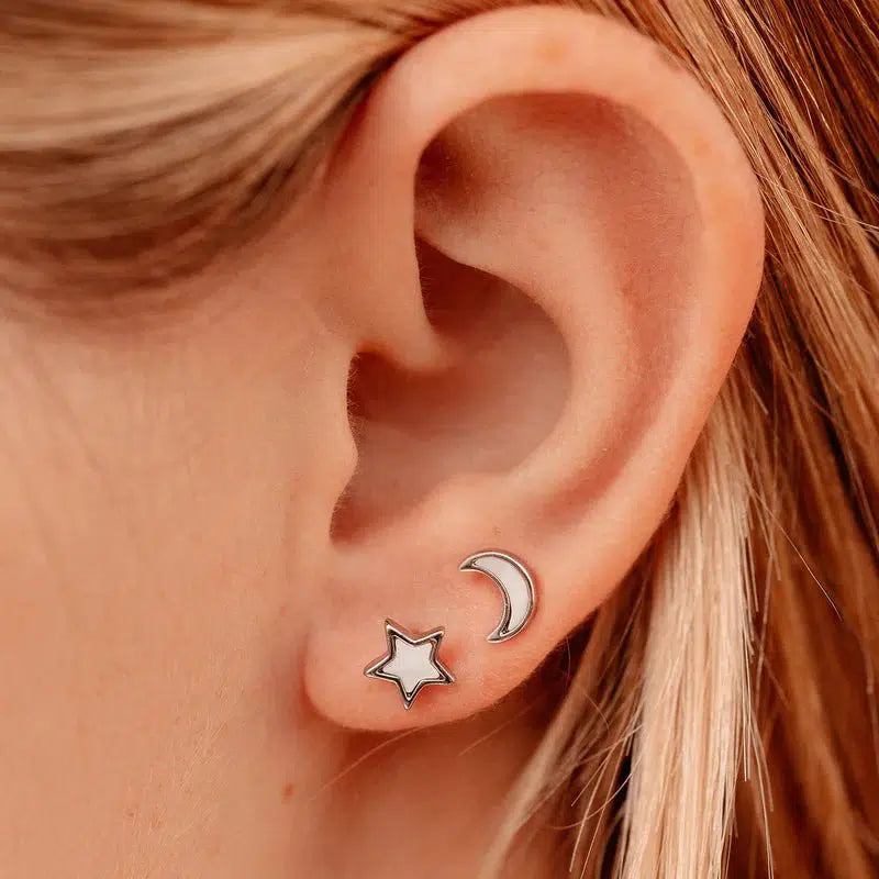 Pura Vida Moon and Star Studs