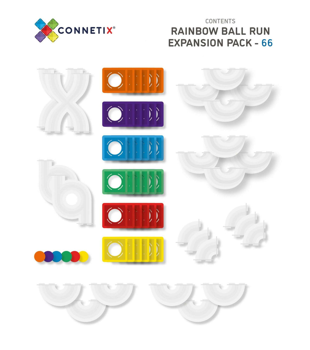 Connetix Rainbow 66 Piece Ball Run Expansion Pack