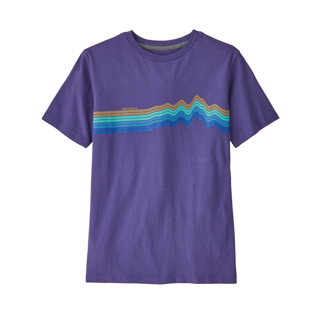 Patagonia Kids Regenerative Organic Certification Cotton Graphic T-Shirt Ridge Rise Stripe: Perennial Purple