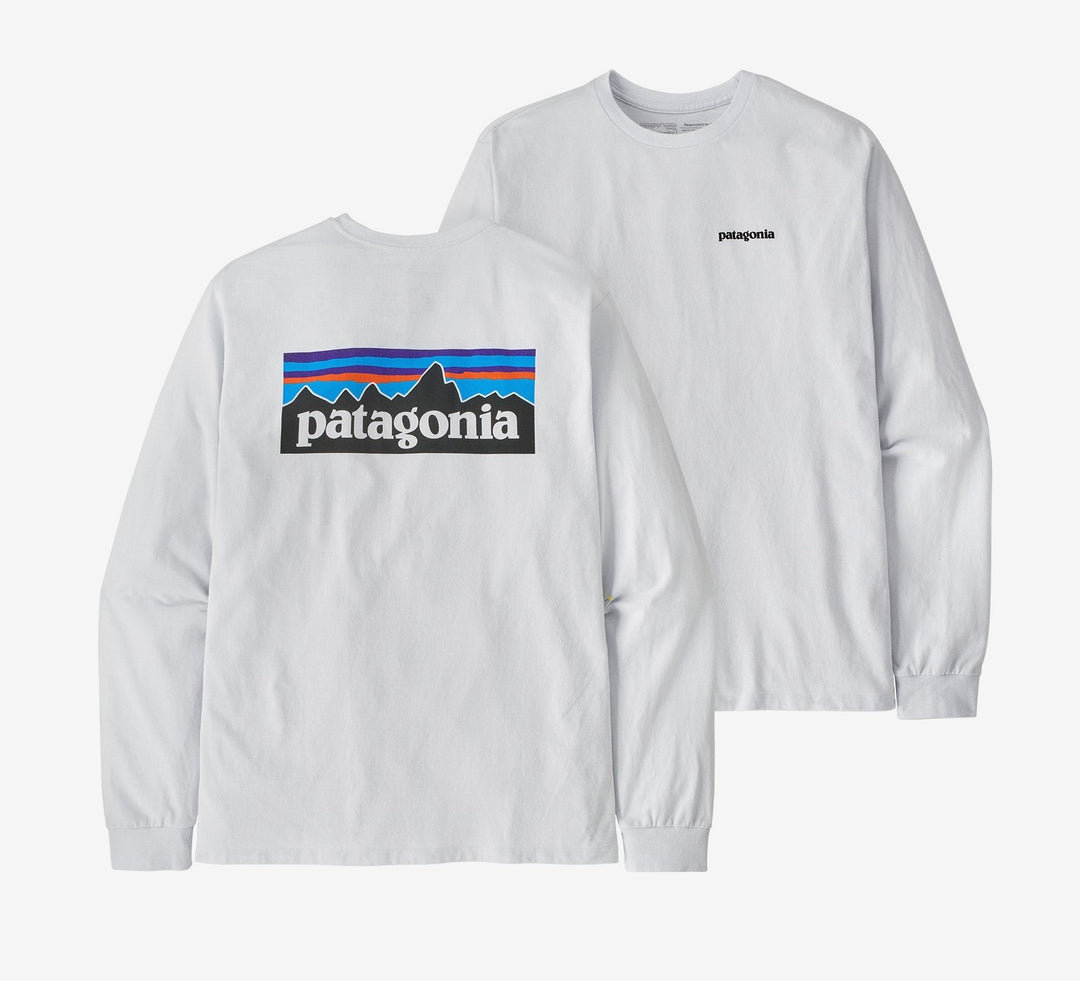 Patagonia M's Long Sleeve P‐6 Logo Responsibili‐Tee White