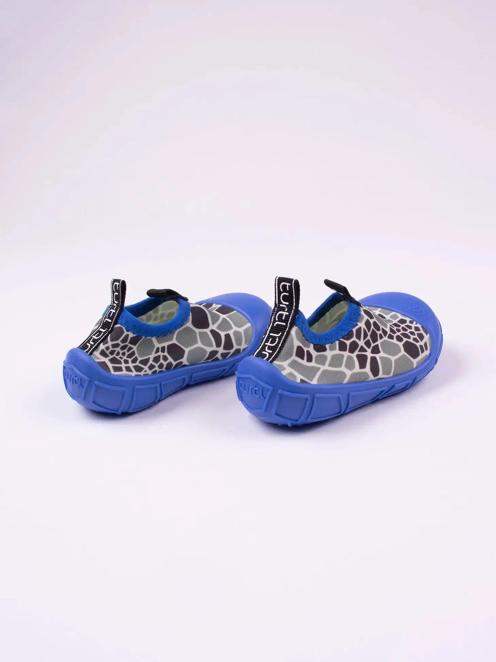 TURTL Aqua Shoes in blue with turtle shell print
