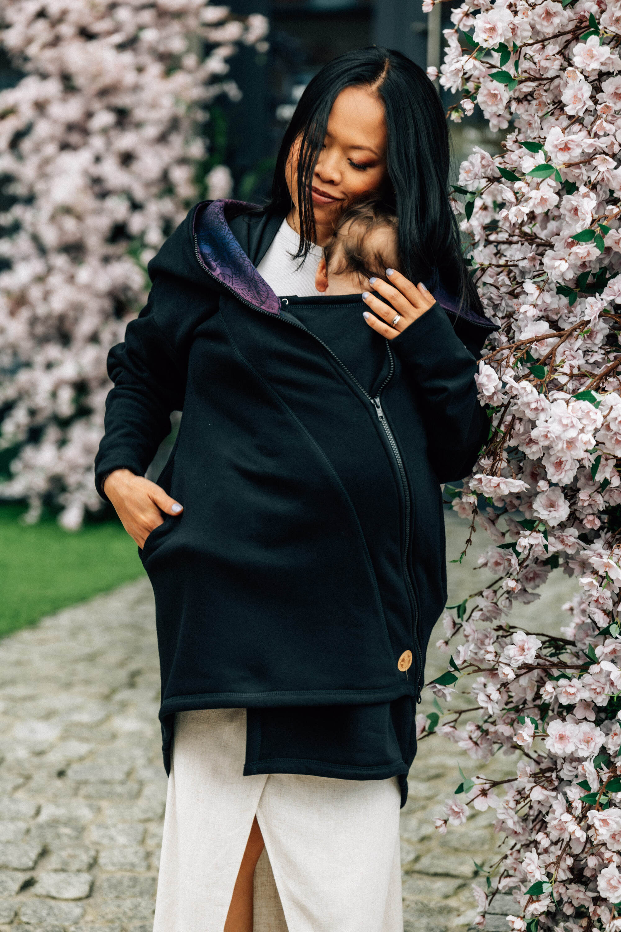 LennyLamb Asymmetrical Hoodie | Black with Wild Wine – Bouquet