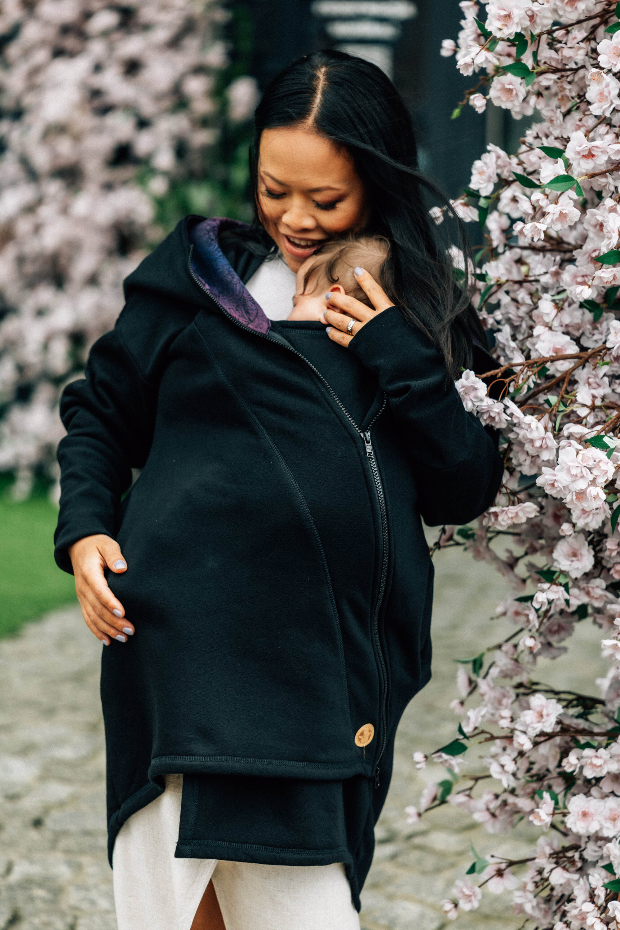 LennyLamb Asymmetrical Hoodie | Black with Wild Wine – Bouquet