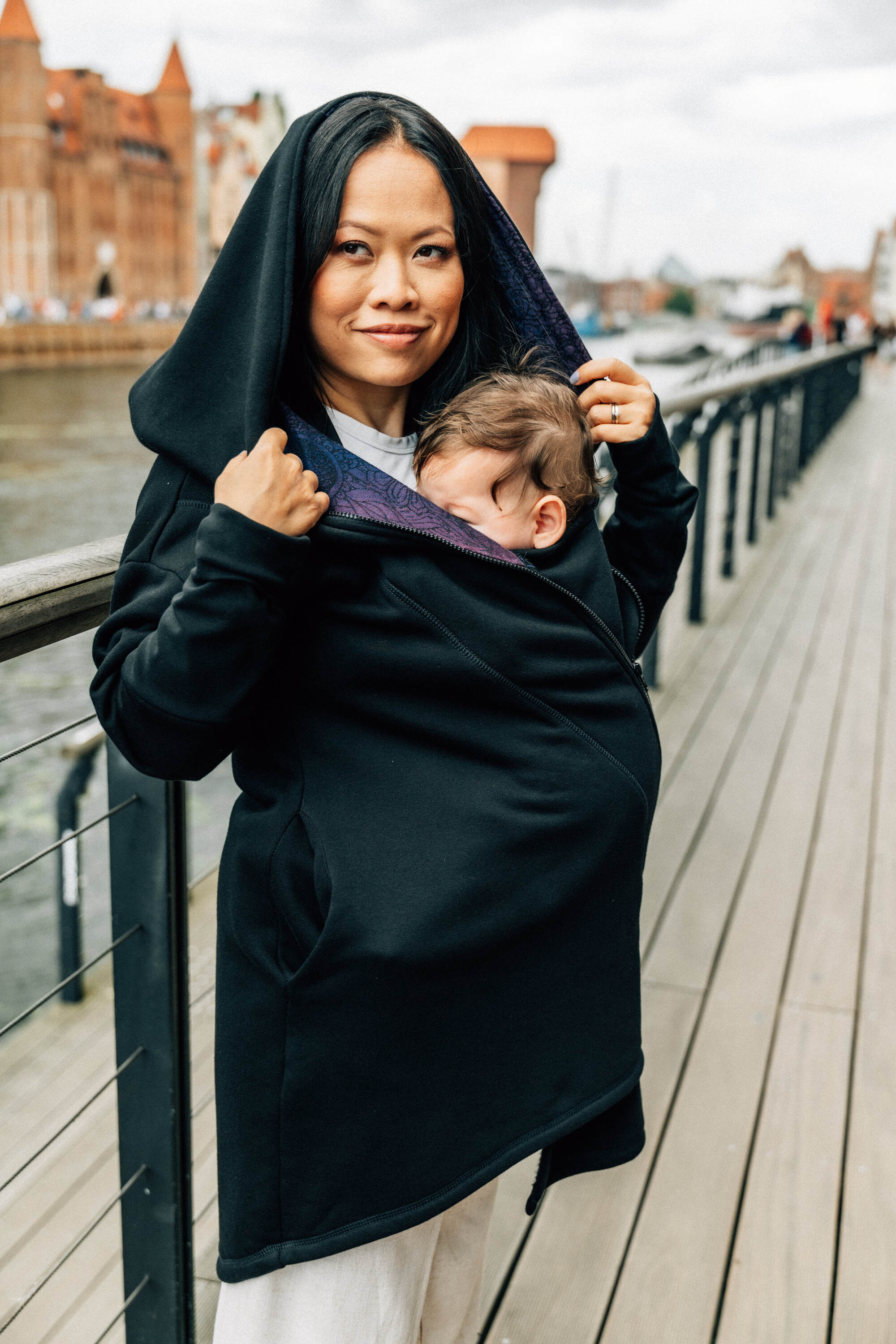 LennyLamb Asymmetrical Hoodie | Black with Wild Wine – Bouquet