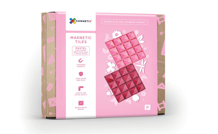 Connetix 2 Piece Base Plate Pack Berry & Pink pastel