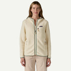 Patagonia Women's Retro Pile Fleece Hoody Natural w/ Ellwood Green