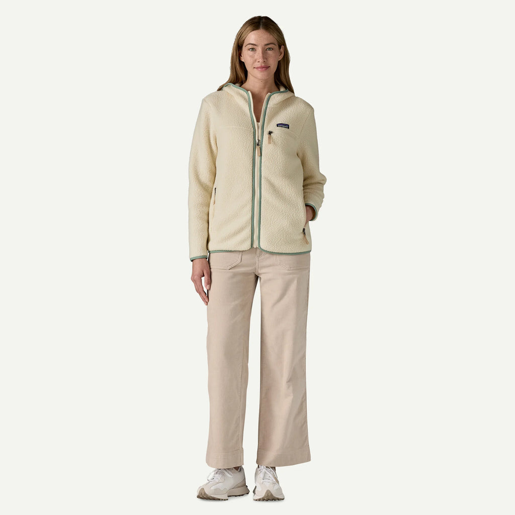 Patagonia Women's Retro Pile Fleece Hoody Natural w/ Ellwood Green