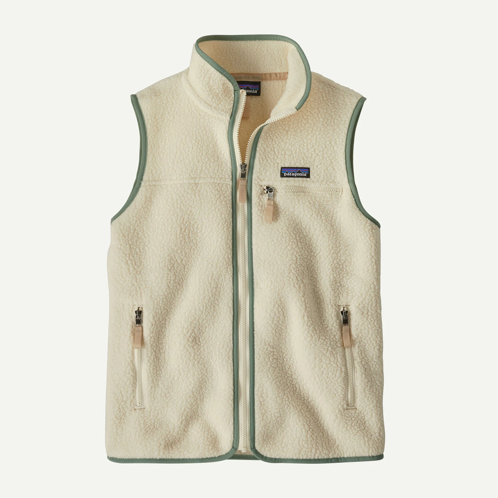 Patagonia Women's Retro Pile Fleece Vest Natural w/Ellwood Green
