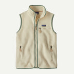 Patagonia Women's Retro Pile Fleece Vest Natural w/Ellwood Green