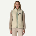 Patagonia Women's Retro Pile Fleece Vest Natural w/Ellwood Green
