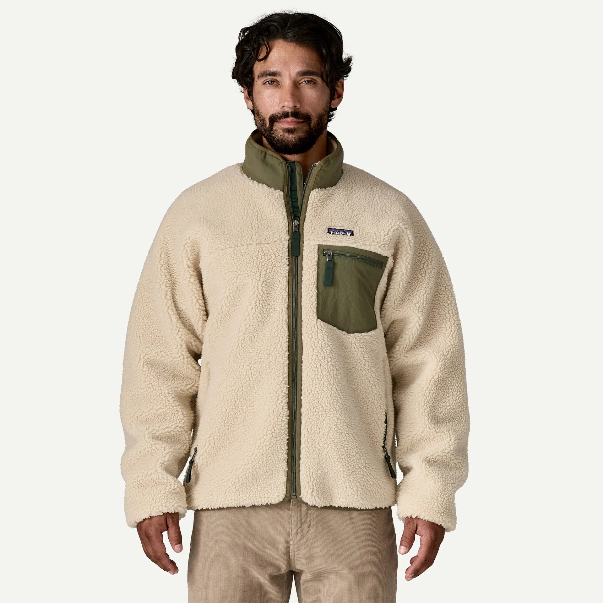 Patagonia Men's Classic Retro-X® Fleece Jacket Dark Natural w/Basin Green