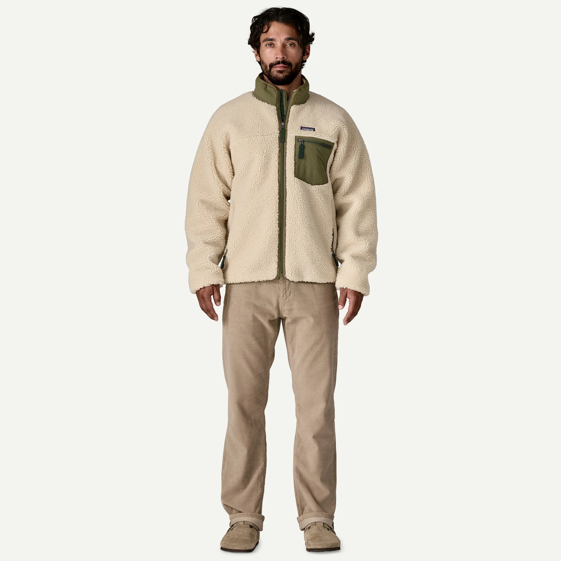 Patagonia Men's Classic Retro-X® Fleece Jacket Dark Natural w/Basin Green