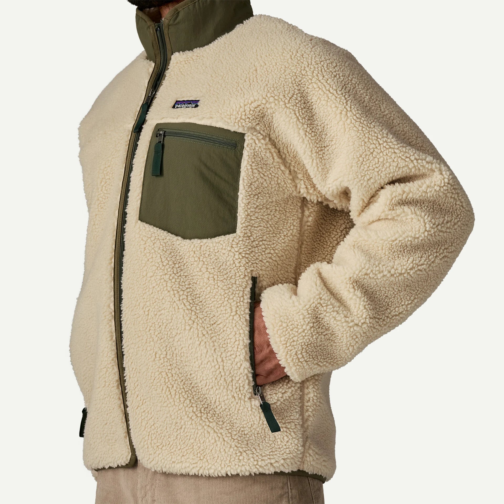 Patagonia Men's Classic Retro-X® Fleece Jacket Dark Natural w/Basin Green