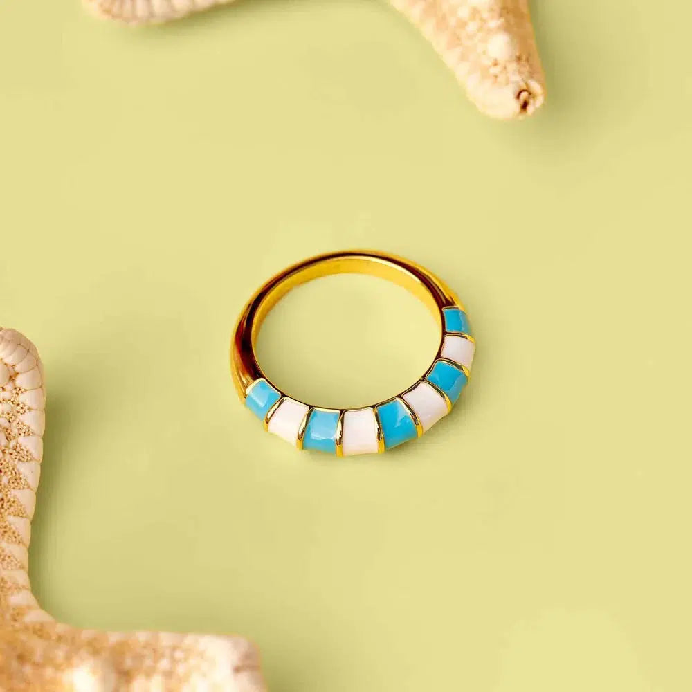 Pura Vida Striped Enamel Gold Ring