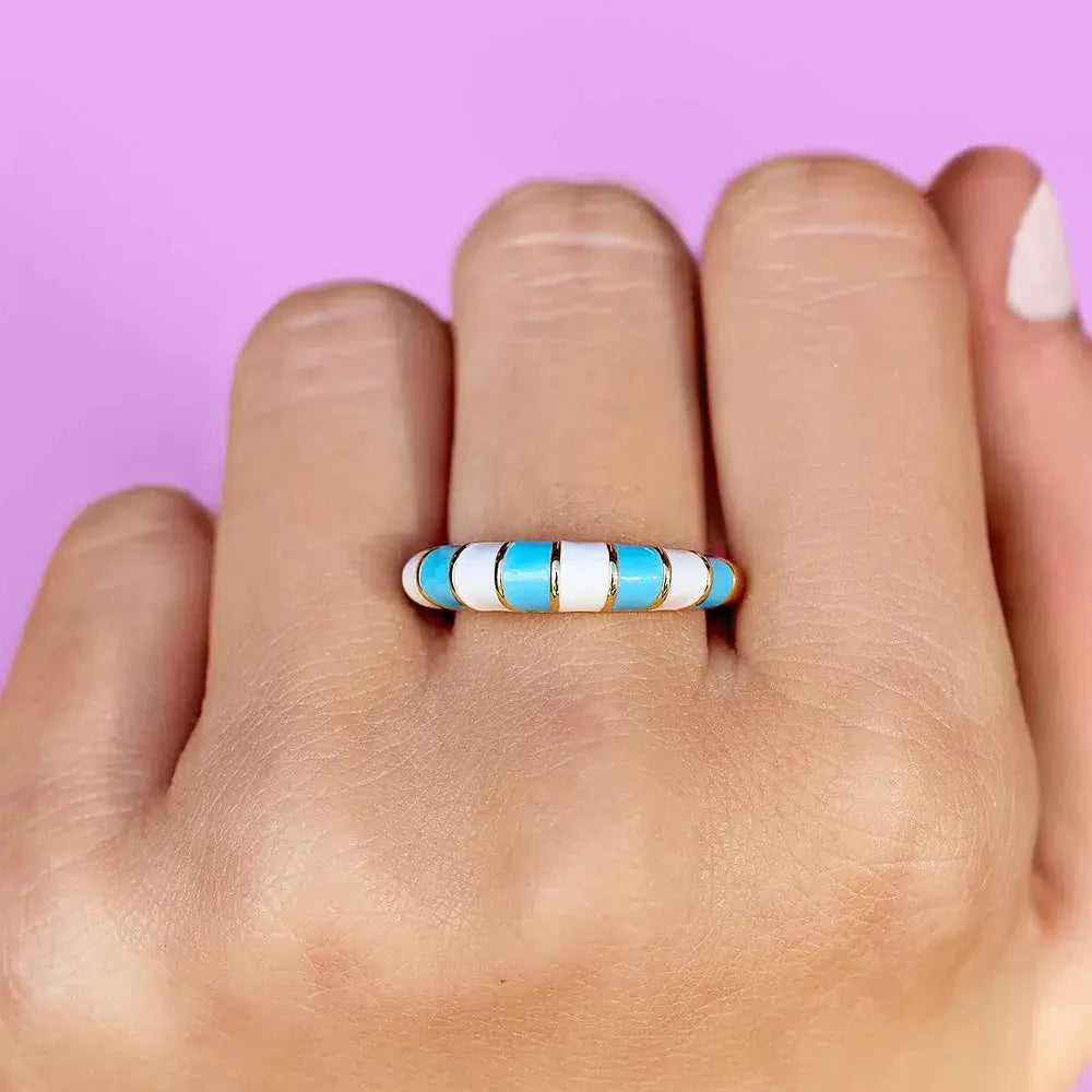 Pura Vida Striped Enamel Gold Ring