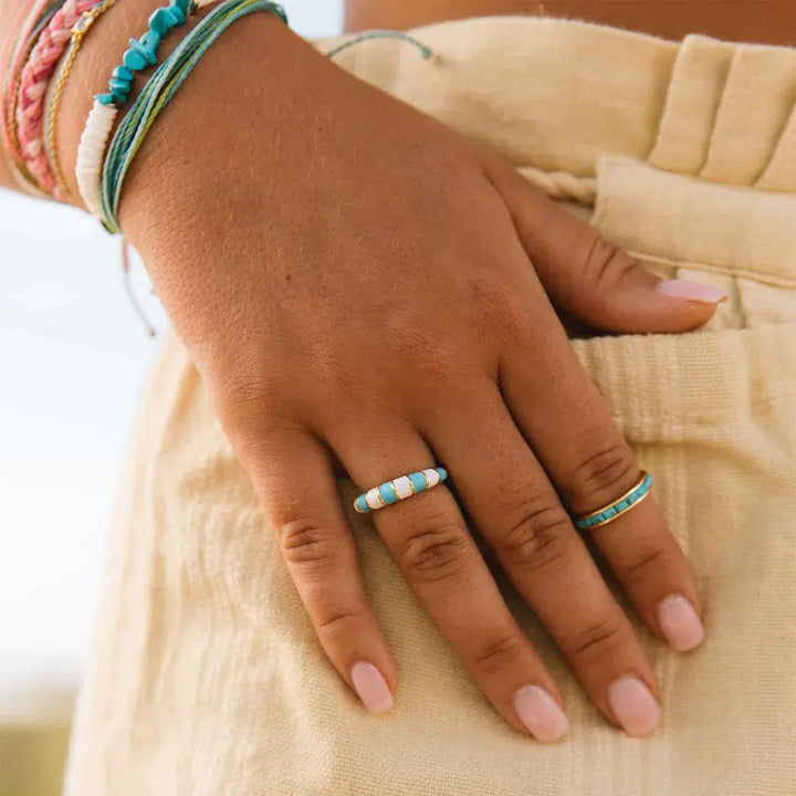 Pura Vida Striped Enamel Gold Ring