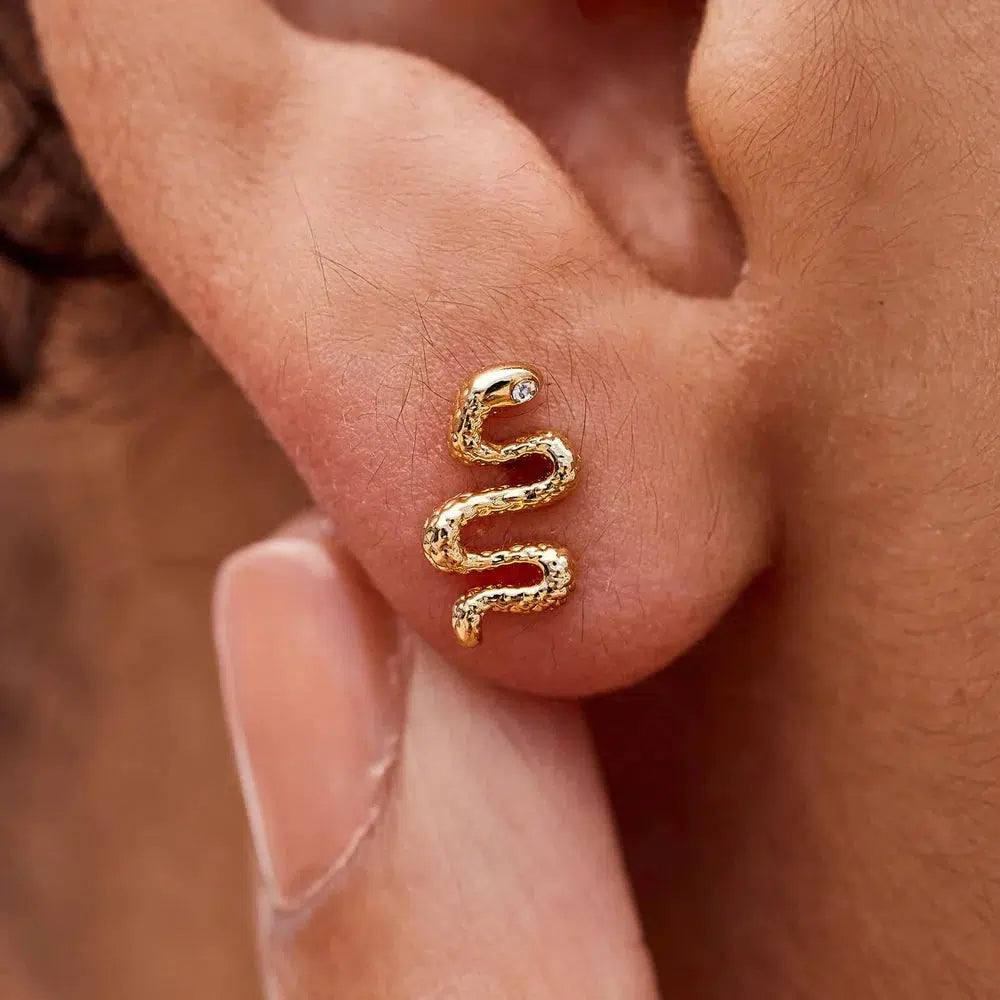 Pura Vida Snake Gold Stud earring