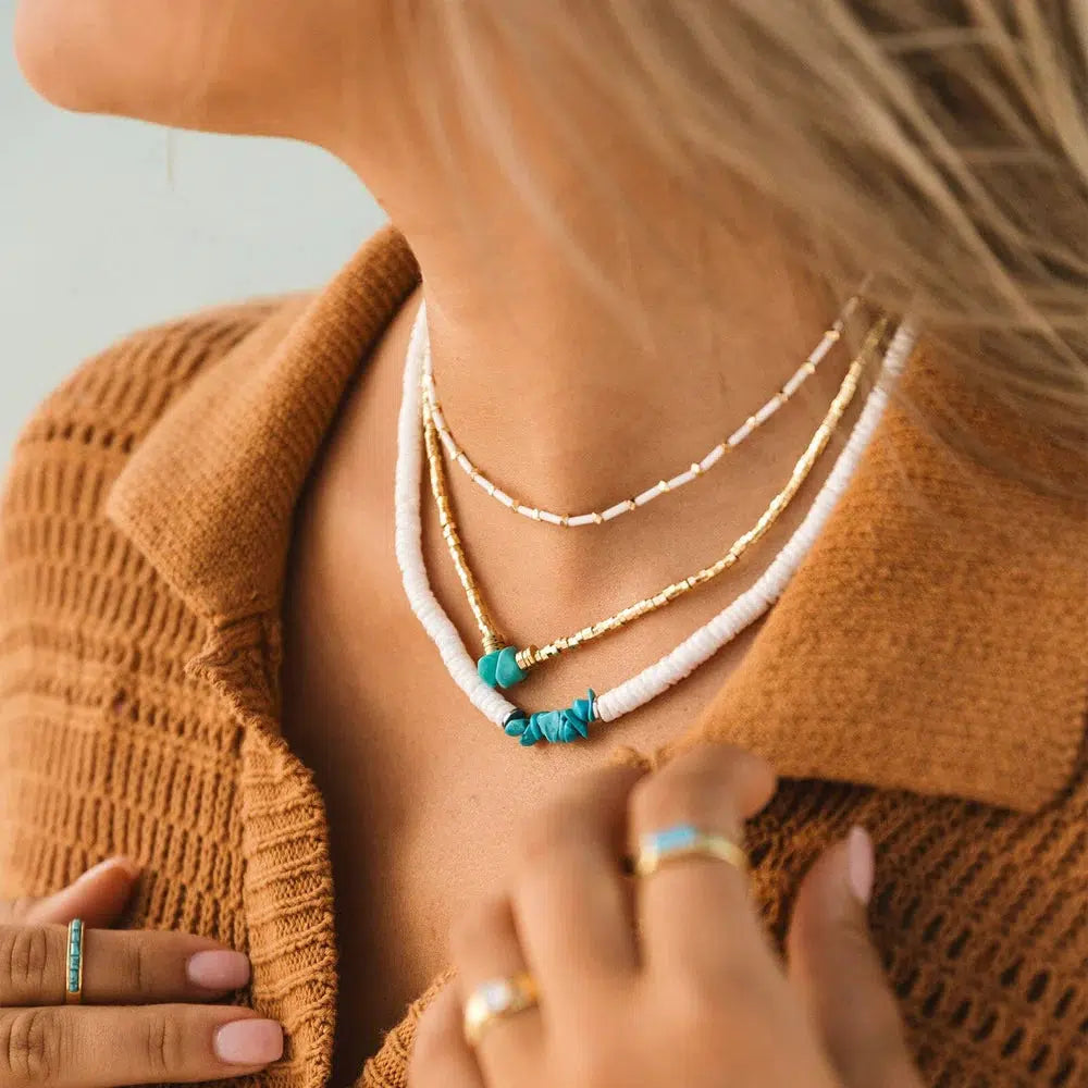 Pura Vida Puka Shell & Turquoise Chip Choker