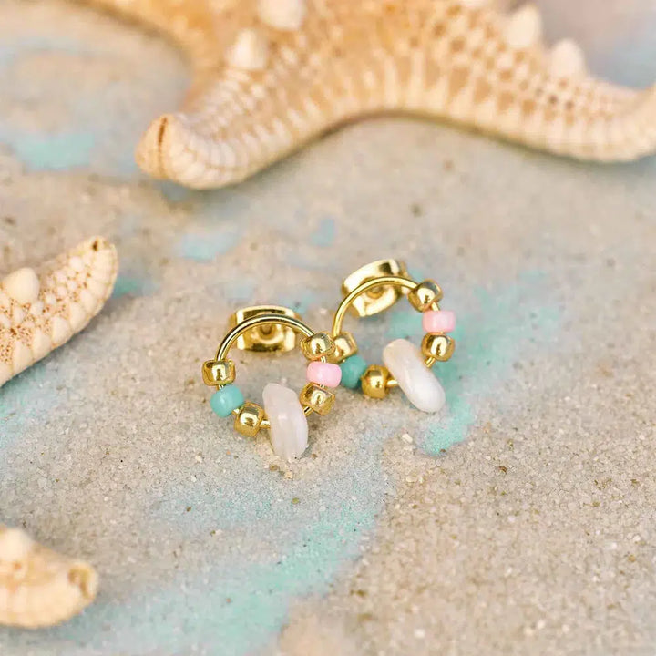 Pura Vida Seed Bead and Shell Stud Earrings