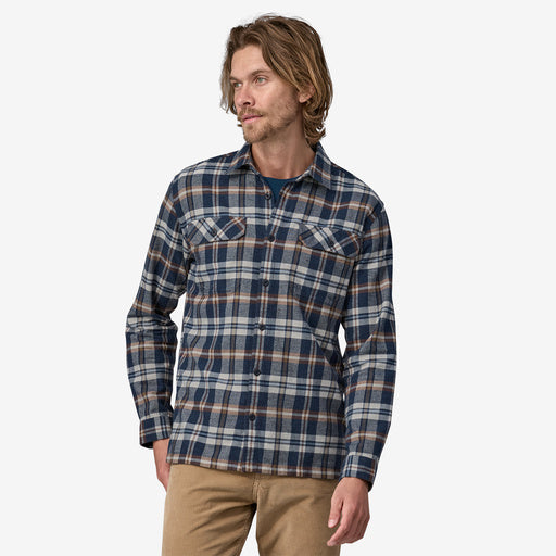 Patagonia Mens's Long-Sleeved Midweight Fjord Flannel Shirt Fields New Navy