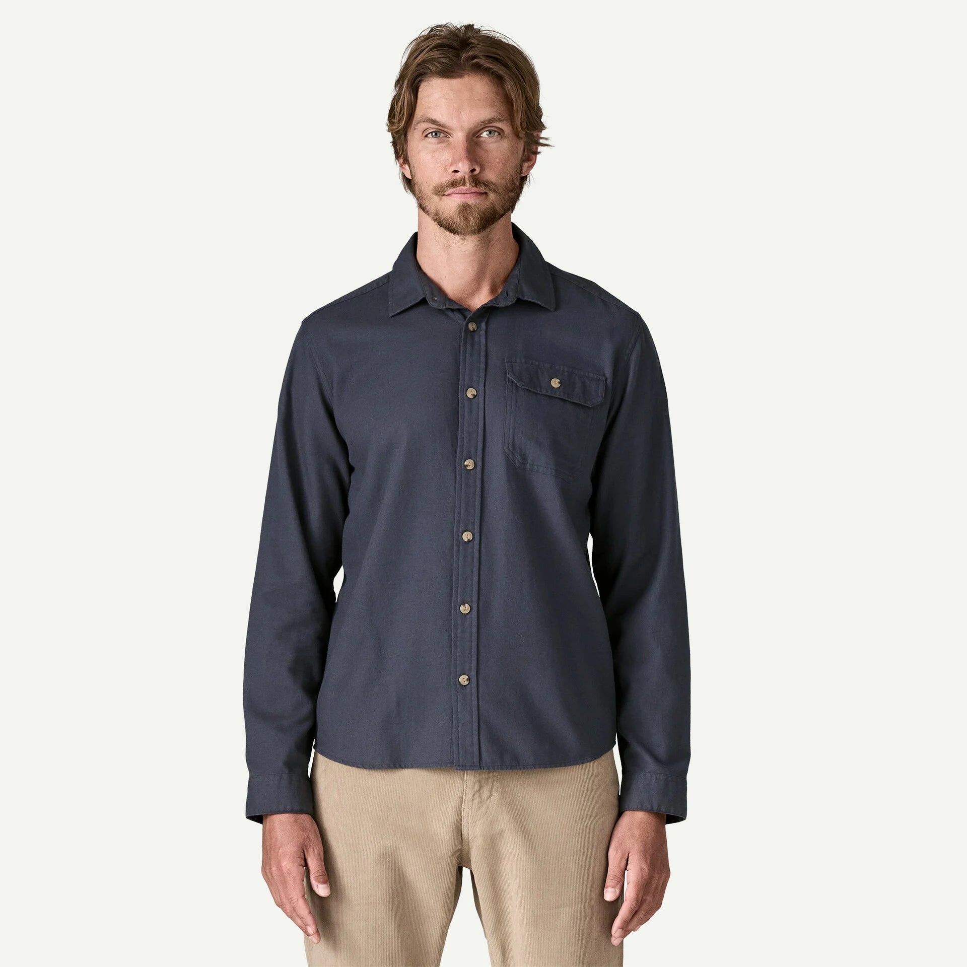 Patagonia Men's Long Sleeved Lightweight Fjord Flannel Shirt Smolder Blue