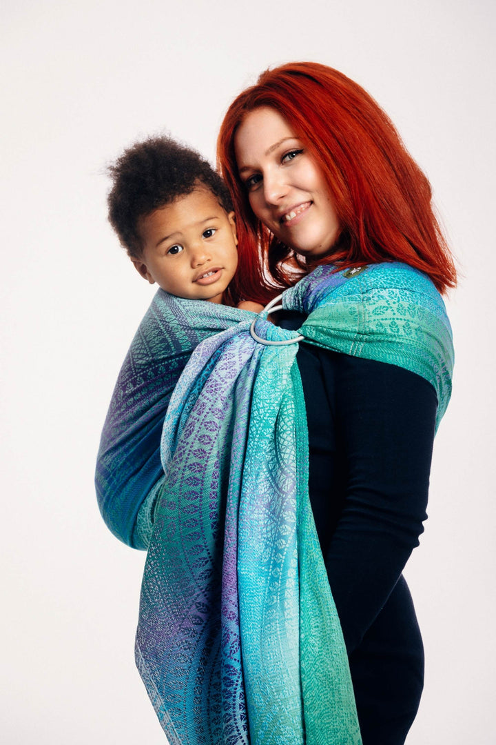 LennyLamb Ring Sling With Gathered Shoulder Peacock's Tail Fantasy