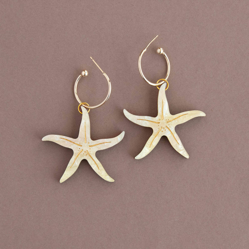 Pepper You Pearly Starfish Hoop Earrings