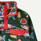 Patagonia Kids' Lightweight Synchilla® Snap-T® Fleece Pullover Salmon Energy: Old Growth Green