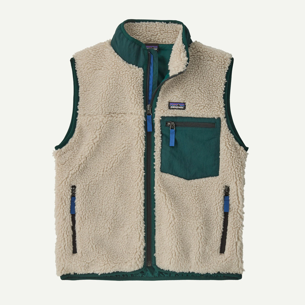 Patagonia Kids' Retro-X® Fleece Vest Natural W/Cascade Green