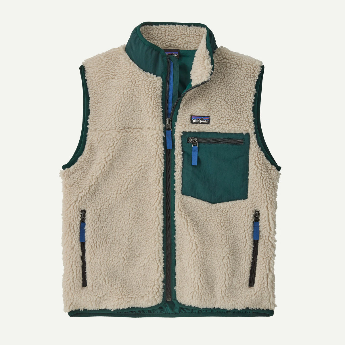 Patagonia Kids' Retro-X® Fleece Vest Natural W/Cascade Green