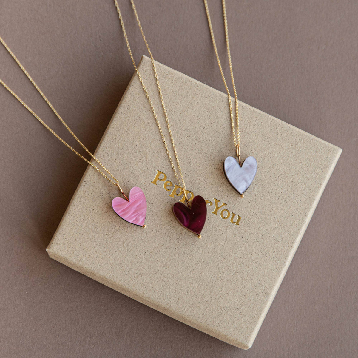 Pepper You Love Grows Gold Necklace Merlot Red Marble