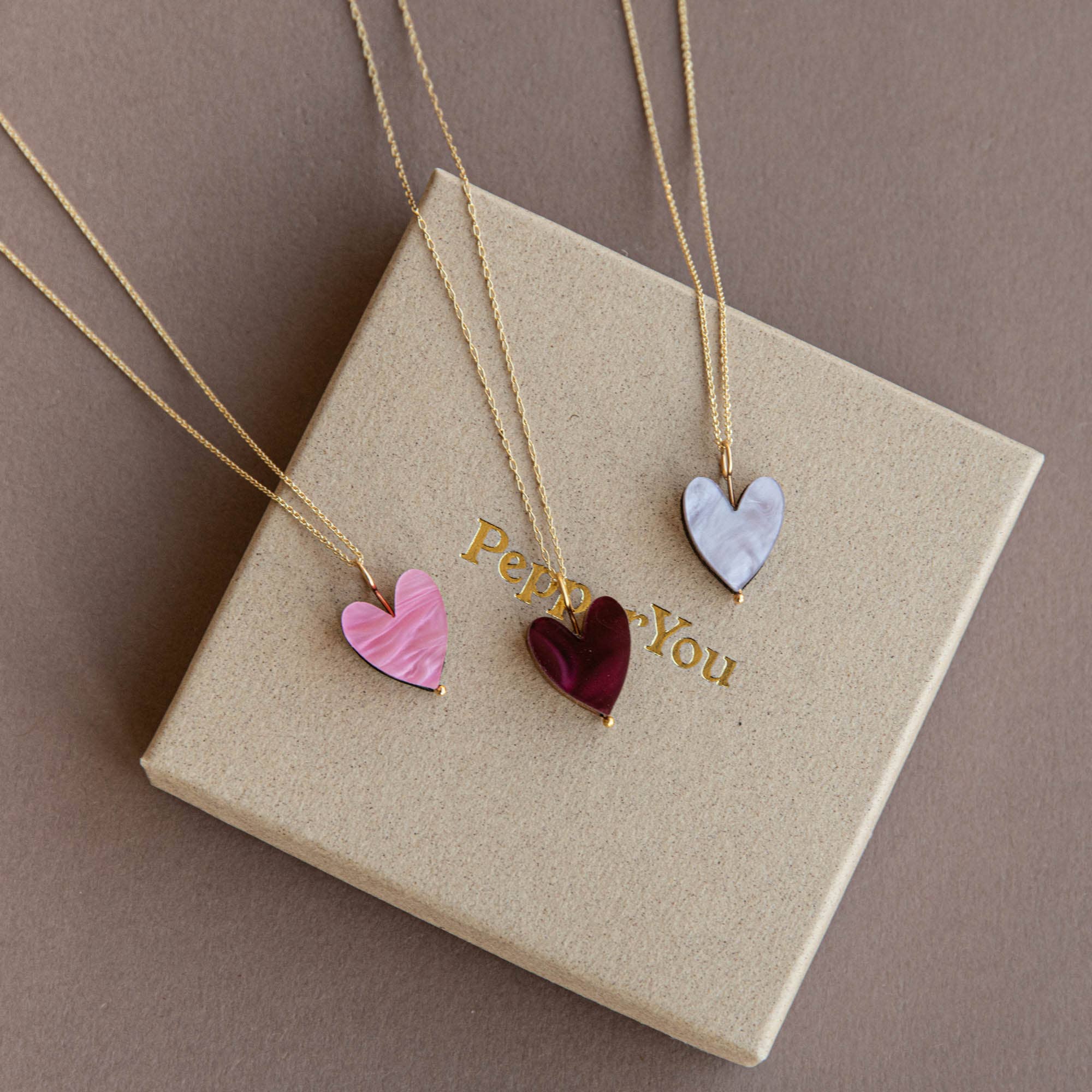 Pepper You Love Grows Gold Necklace Merlot Red Marble