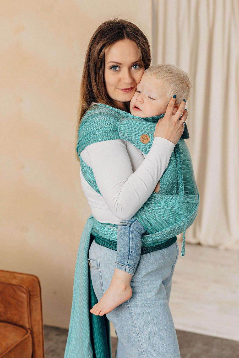 LennyLamb Wrap-Tai Baby Carrier Mini Little Herringbone Ombre Green