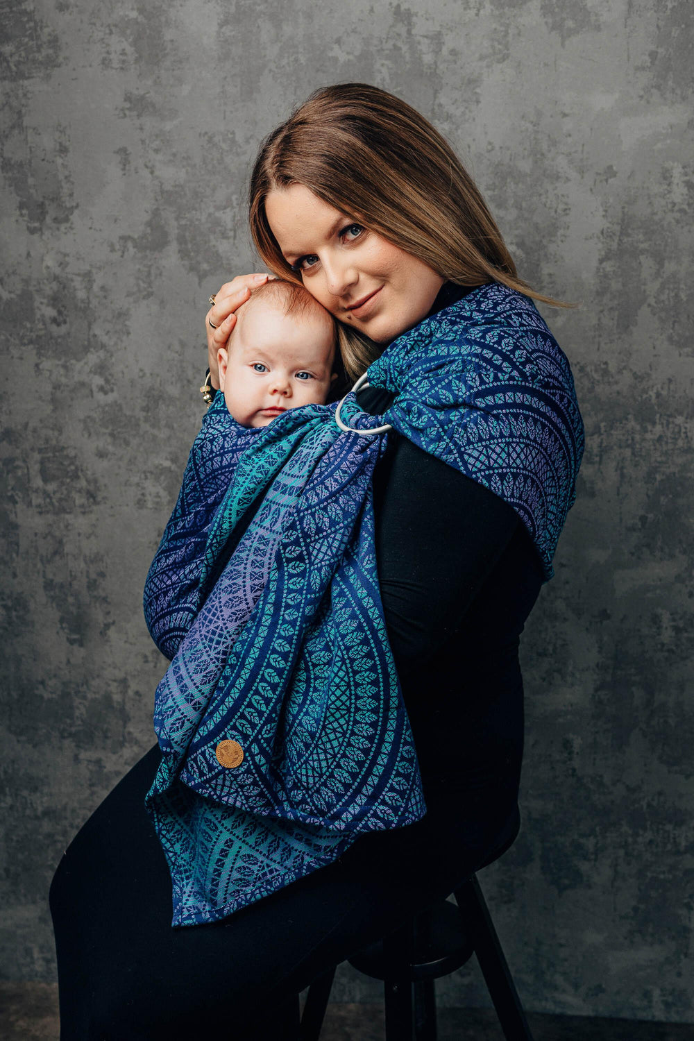 LennyLamb Ring Sling With Gathered Shoulder Peacock's Tail Provance