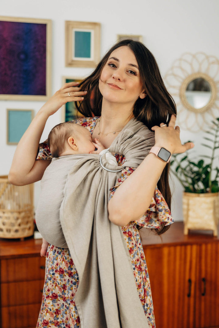 LennyLamb Ring Sling With Gathered Shoulder Peanut Butter