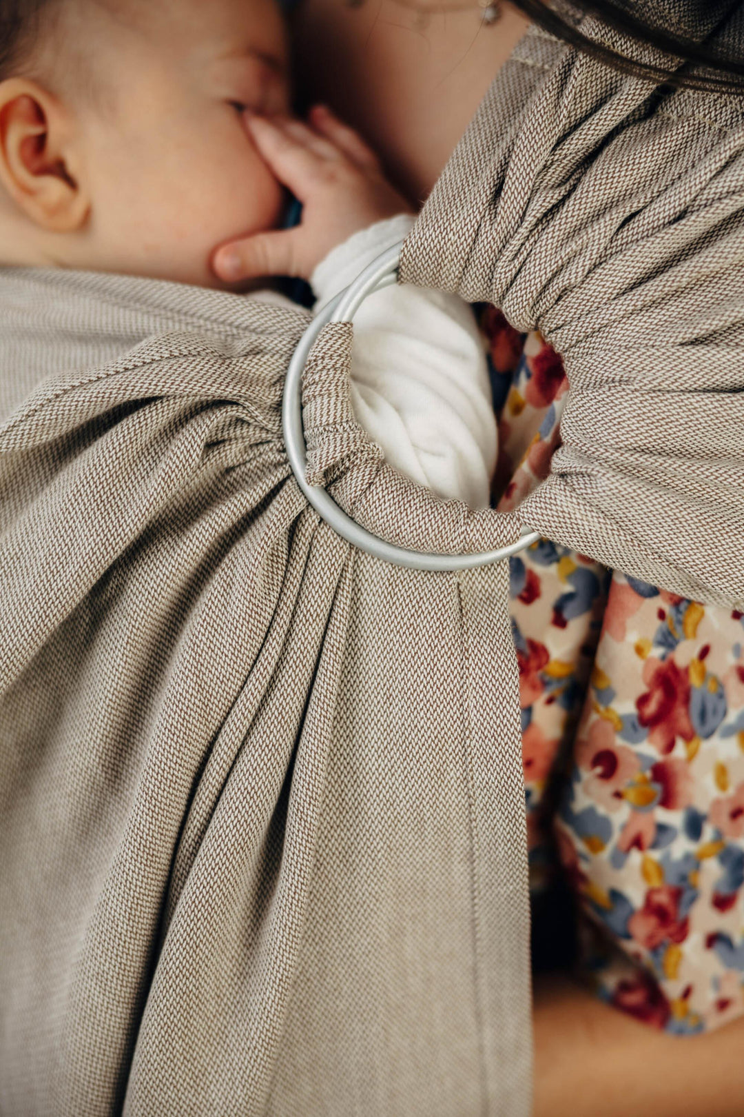 LennyLamb Ring Sling With Gathered Shoulder Peanut Butter